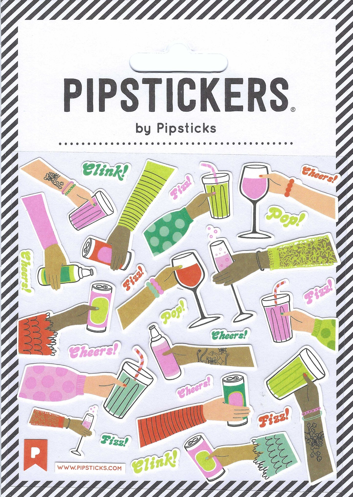 Pipsticks - Cheers - Pop - Clink - Fizz - Sticker Sheet