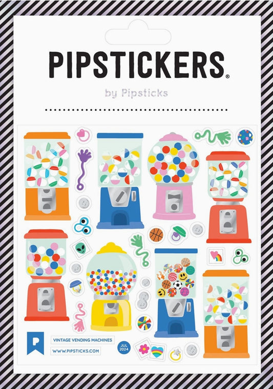 Pipsticks - Gumball Machine - Vintage Vending Machines - Sticker Sheet