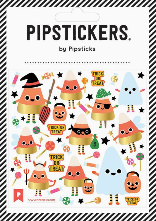 Candy Corn Stickers - Sweet & Cornny Pipsticks sticker sheet featuring Halloween-themed designs.