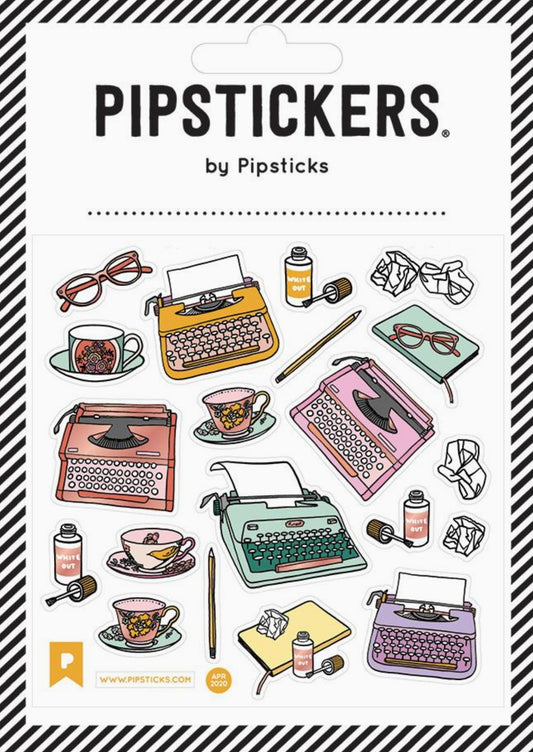 Pipsticks - Tea and Type - Typewriters - Tea Cup - Sticker Sheet