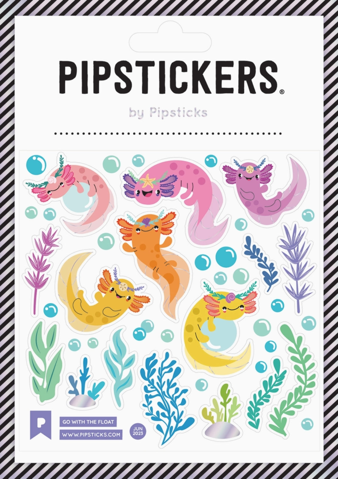 Pipsticks Sticker Sheet - Go with the Float - Axolotl - Stickers