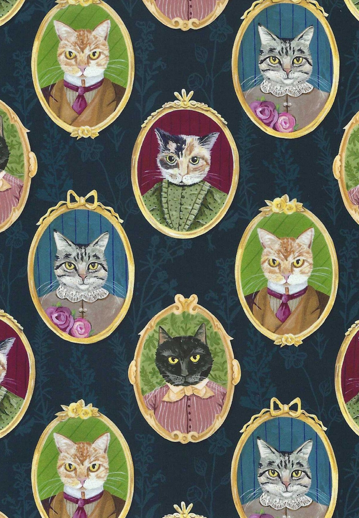 Portraits of Cats Postcard by Das Brooklyn featuring illustrations of framed cat portraits.