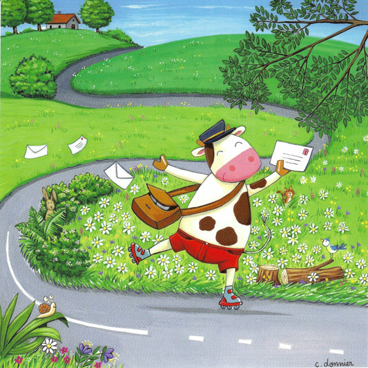 Postal Mail Delivery Cow Postcard by Titi Pinson
