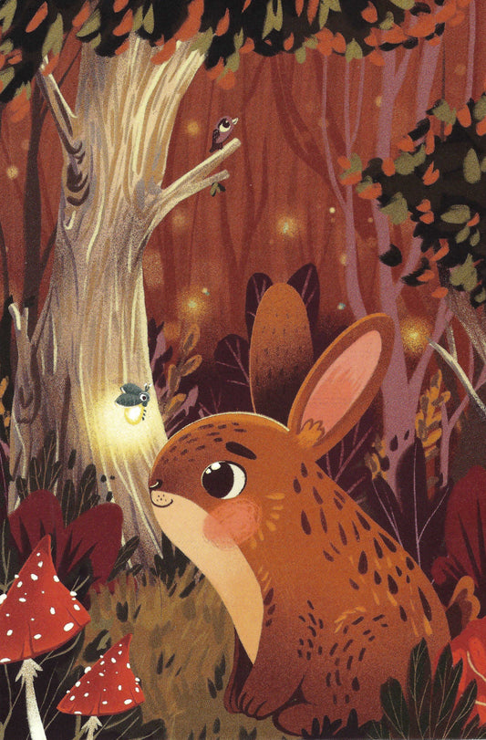 Fall Season Postcard - Rabbit and Firefly - Autumn - Postcardsee - Postcrossing Postcard