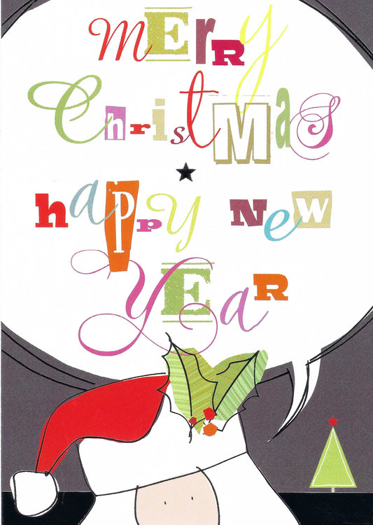 Quire - Santa - Merry Christmas & Happy New Year - Postcard with foil details