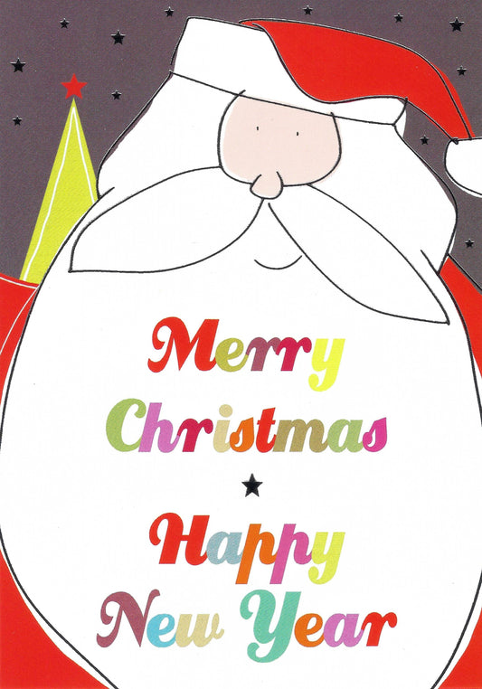 Quire - Santa - Merry Christmas - Happy New Year - Postcard with foil details