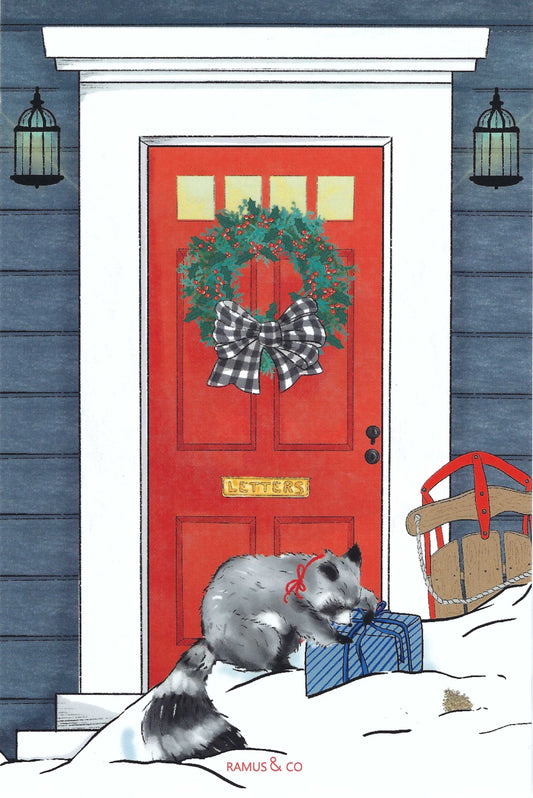 Raccoon's Gift Postcard by Ramus & Company