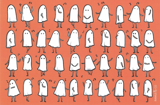 Halloween Postcard - Dancing Skeletons - Ramus & Company - Postcrossing Postcards