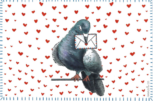 Ramus & Company - Pigeon - Mail - Letter - Love - Hearts - Postcard