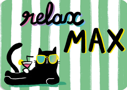 Relax Max Black Cat Postcard by Cartes d'Art with foil details