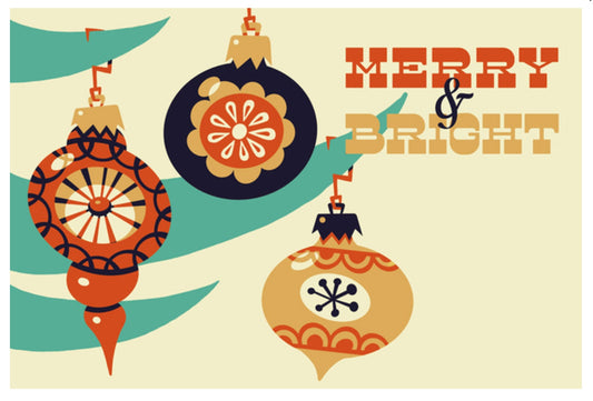 Retro Christmas Ornament Postcard by Lantern Press