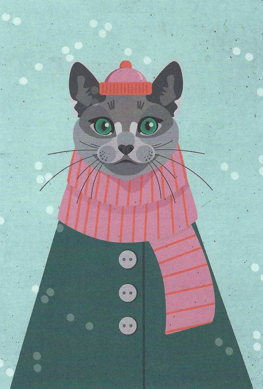 Russianblue Winter Postcard by Nobis Design