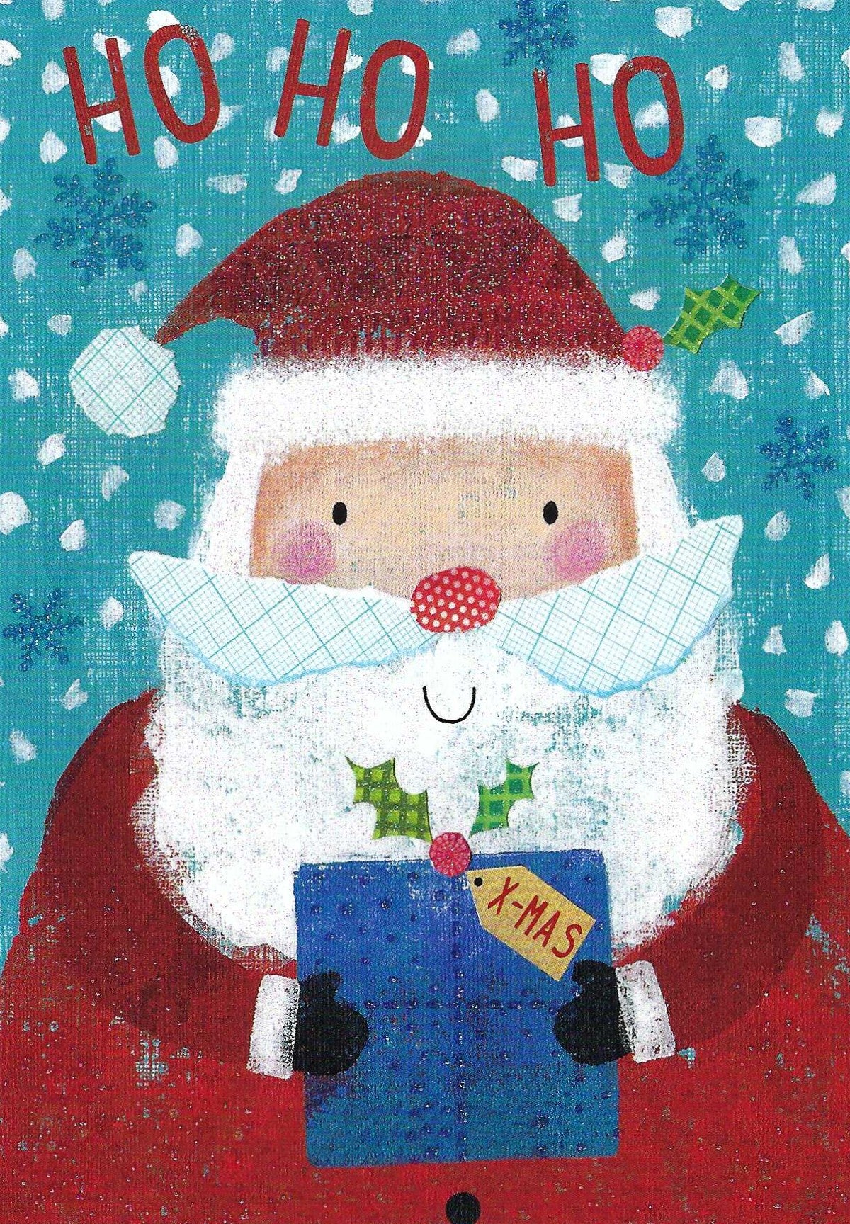 Santa Claus with Presents Postcard by Taurus Kunstkarten with lacquer and glitter details