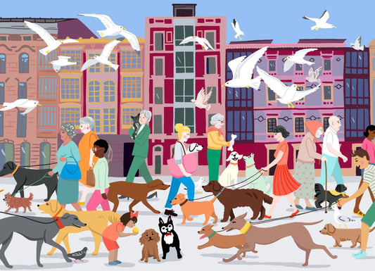 Das Brooklyn - Dogs - People - Birds - At the Wall of Gijón - Postcard