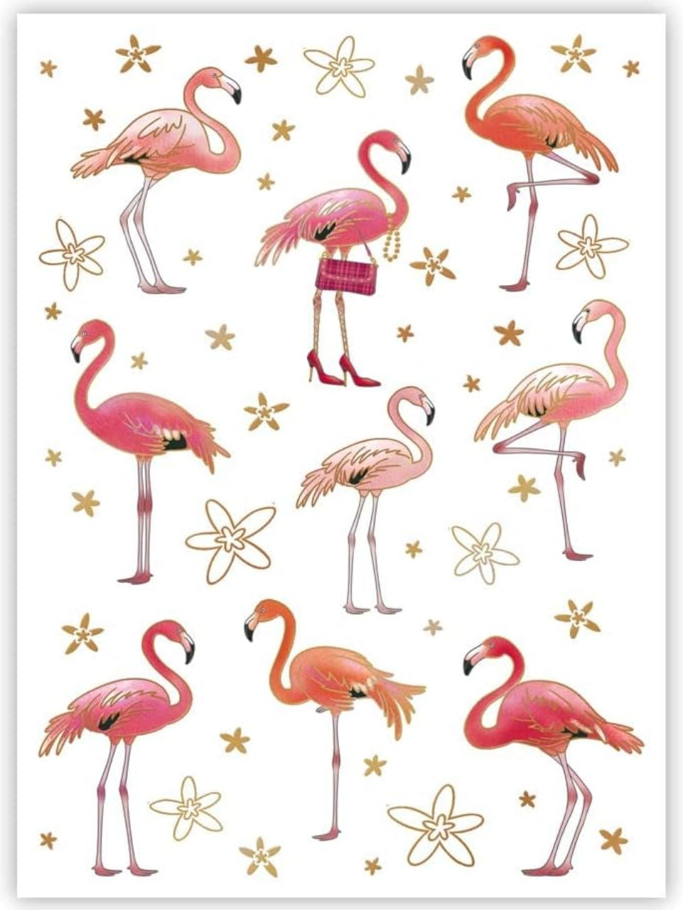 Pink Flamingo Postcard by Quire Publishing with gold foil details
