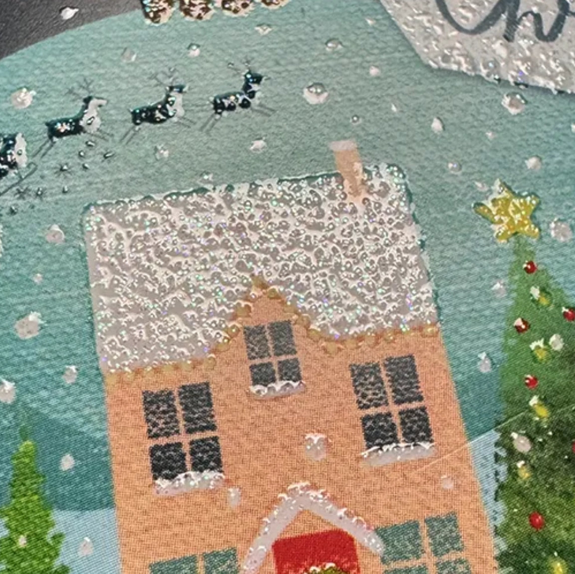 Merry Christmas Postcard by Taurus Kunstkarten with lacquer and glitter details