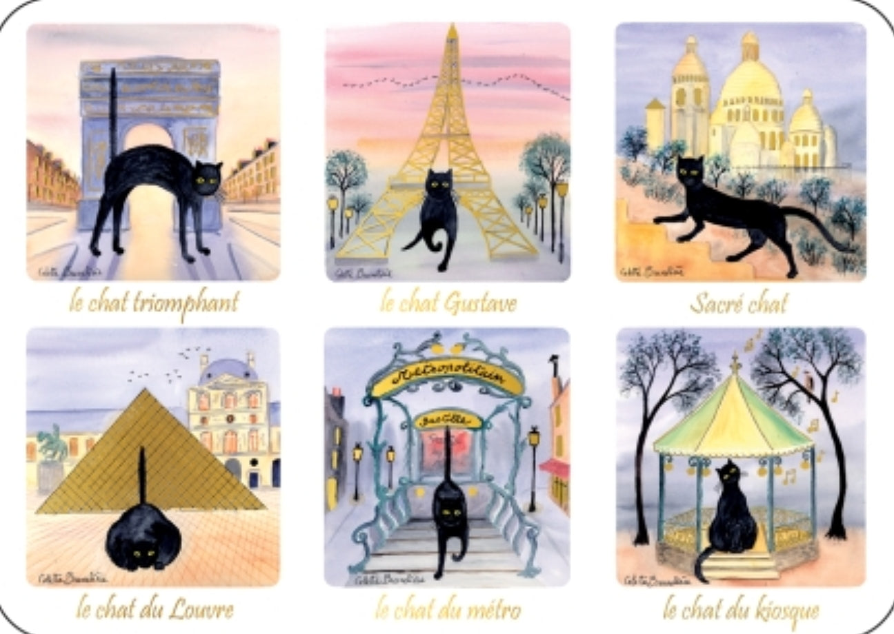 Paris Cat Postcard by Cartes d'Art with gold foil details