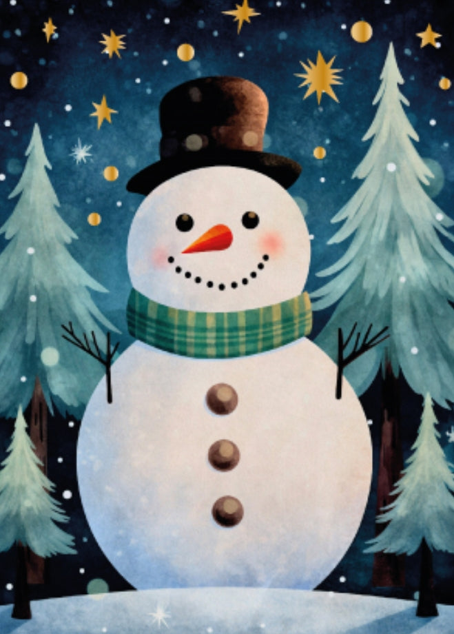 PANKA - Snowman - Gold Foil Stars - Postcard