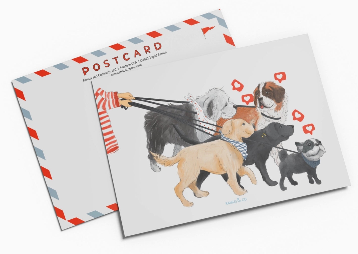 Likes - Dog Walking Postcard by Ramus & Company