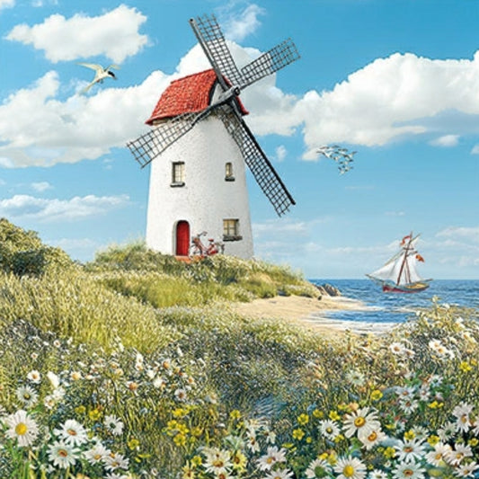 Windmill by the Sea Postcard by Barbara Behr - Auguri