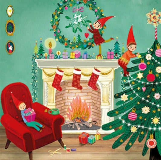 Gnomes by the fireplace Postcard by Mila Marquis - Edition Gollong