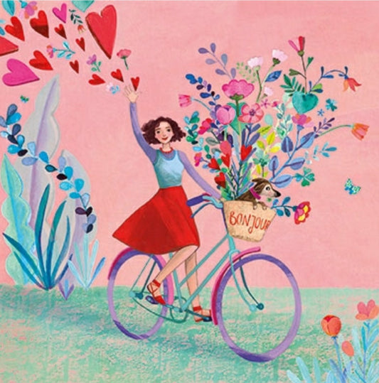 Woman on Bicycle Postcard by Mila Marquis - Edition Gollong 