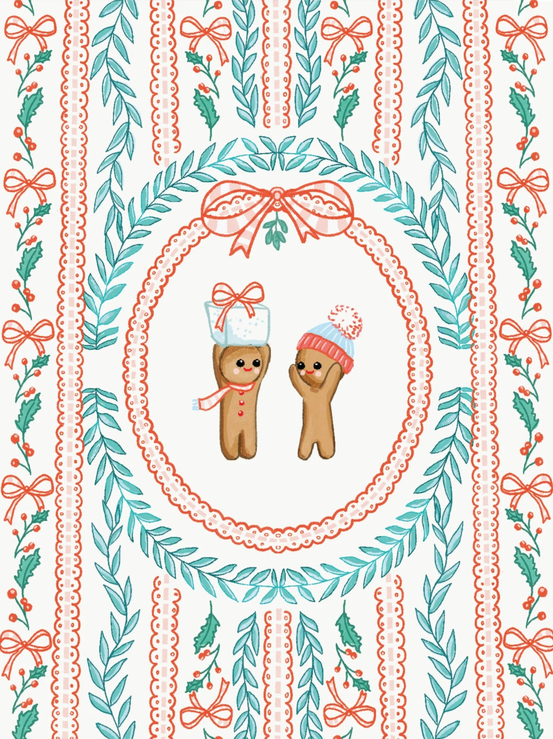 Bows, Sugar and Ginger Christmas Postcard by Ramus & Company