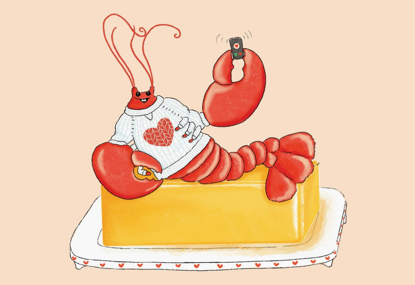 Lobster Buttah Call Valentine's Postcard by Ramus & Company