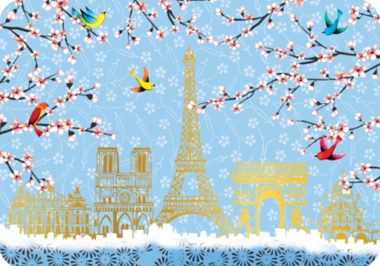 Parisian Monuments Postcard by Cartes d'Art with foil details