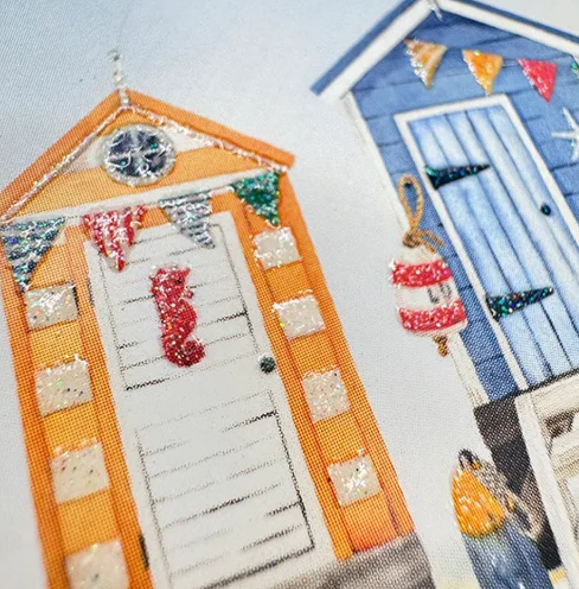 Beach Huts Postcard by Taurus Kunstkarten with lacquer details