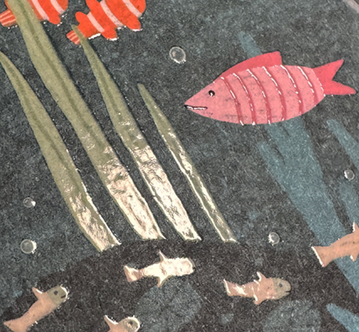 The Whale and the Girl Postcard with varnish details