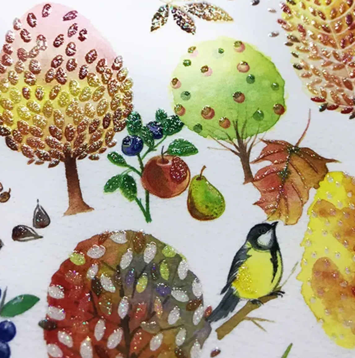 Autumn Forest Postcard by Kristiana Heinemann with lacquer details