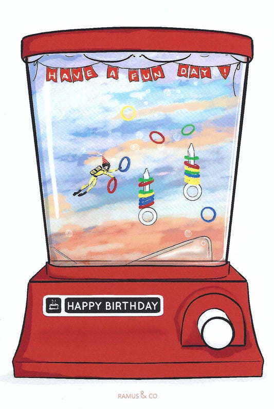 Scuba Hoops Happy Birthday Postcard by Ramus & Company
