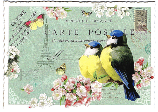 Edition Tausendschön - Birds - Flowers - Eiffel Tower - PK1064 - Postcard