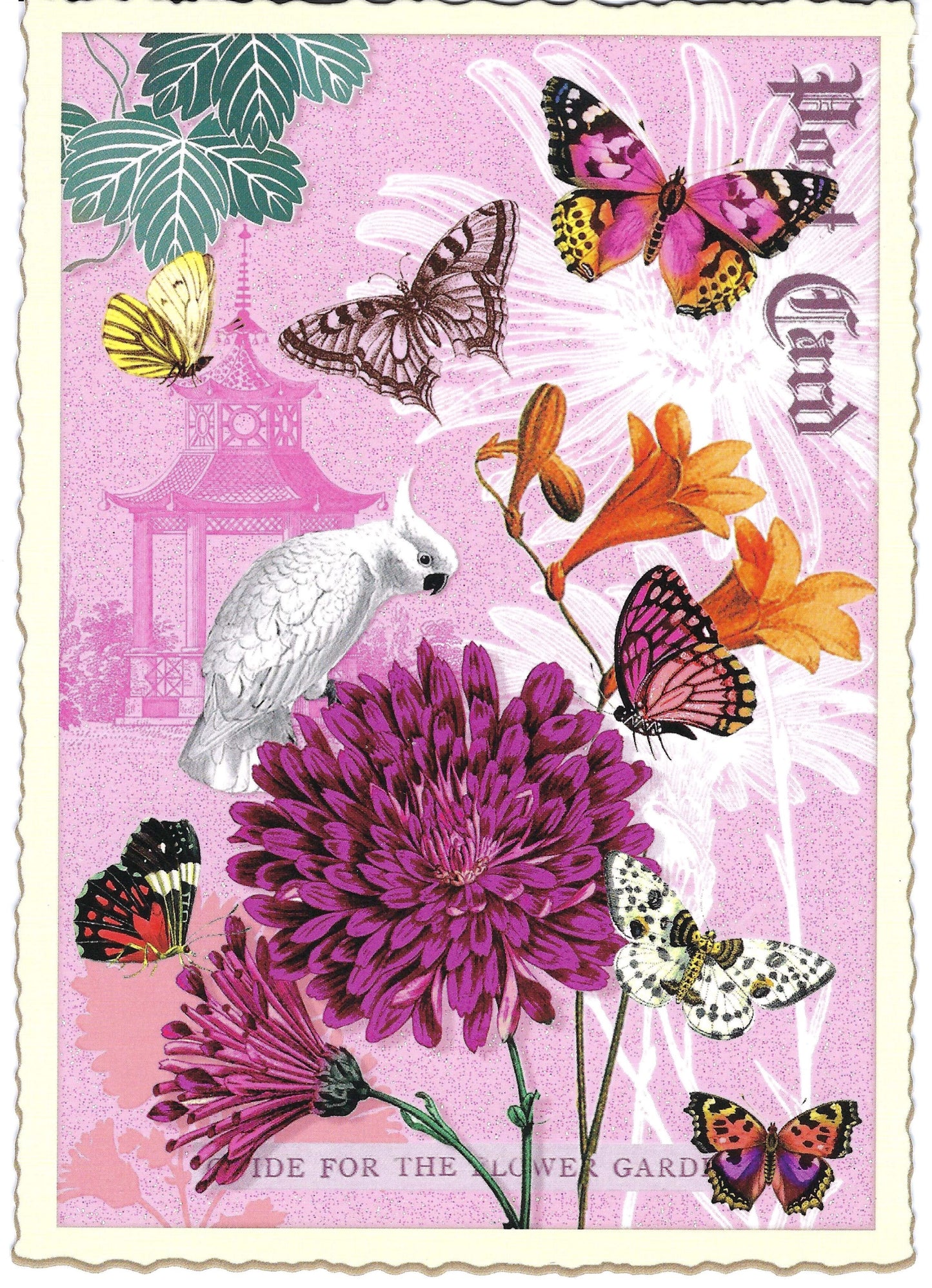 Edition Tausendschön - Flower with Bird and Butterflies - PK916 - Postcard