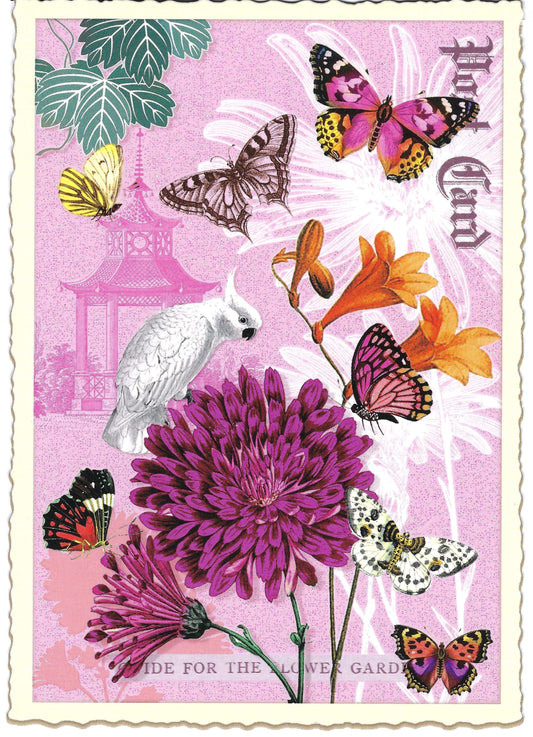 Edition Tausendschön - Flower with Bird and Butterflies - PK916 - Postcard