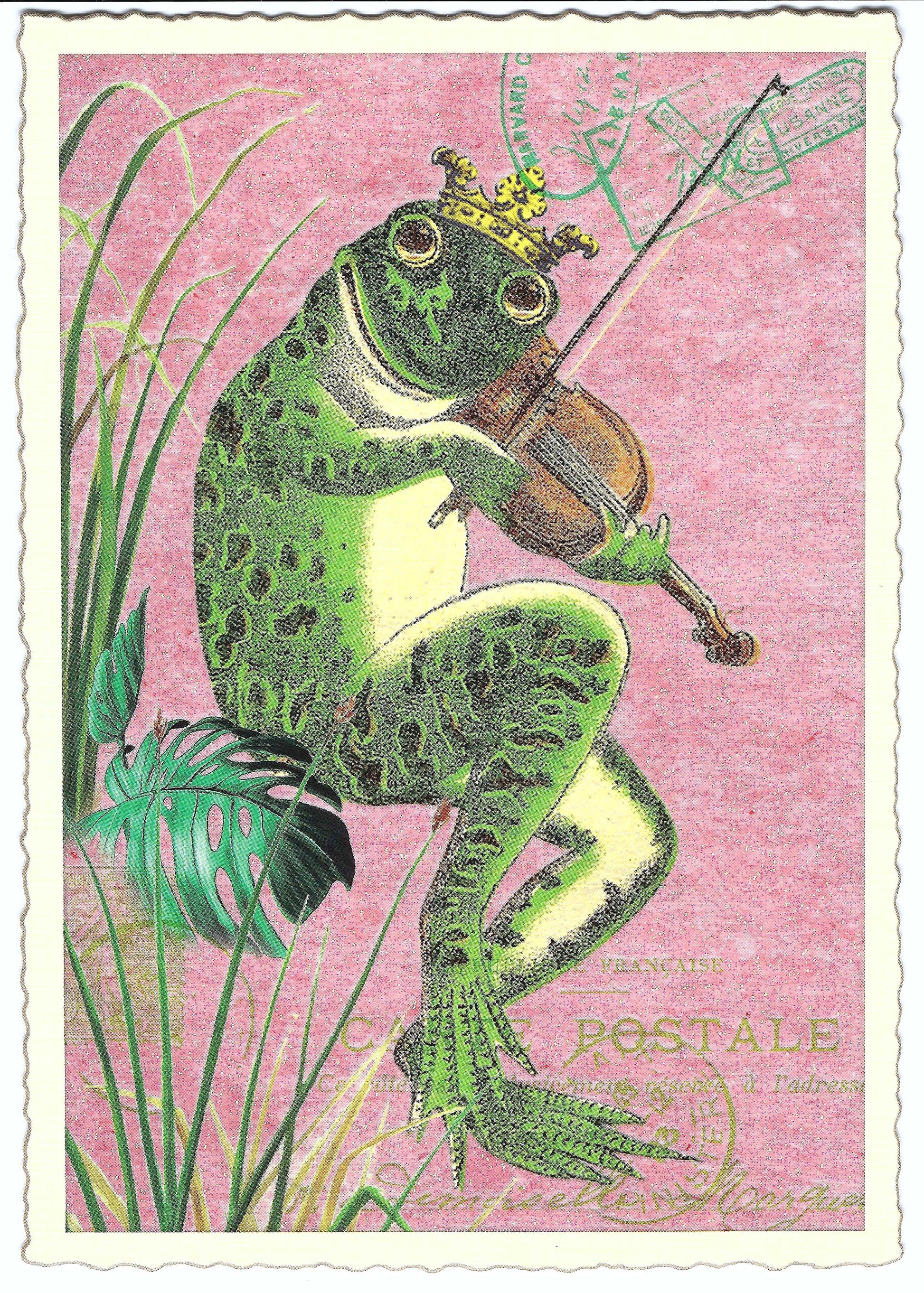 Frog with Violin Postcard by Edition Tausendschön