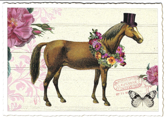 Edition Tausendschön - Horse with Top Hat - Postcard