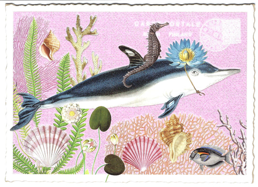 Edition Tausendschön - Marine Animals - Seahorse - Dolphin - Postcard