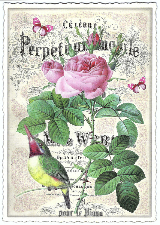 Edition Tausendschön - Peony and Bird - PK940 - Postcard