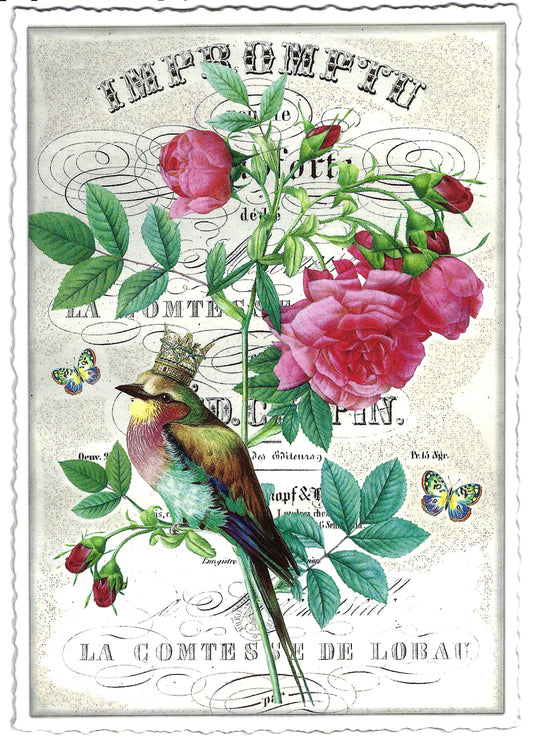 Edition Tausendschön - Peony with Bird - PK941 - Postcard