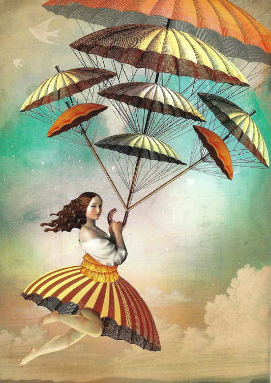 Taurus - Catrin Welz-Stein - Eight of Wands - Umbrellas - Woman - Postcard