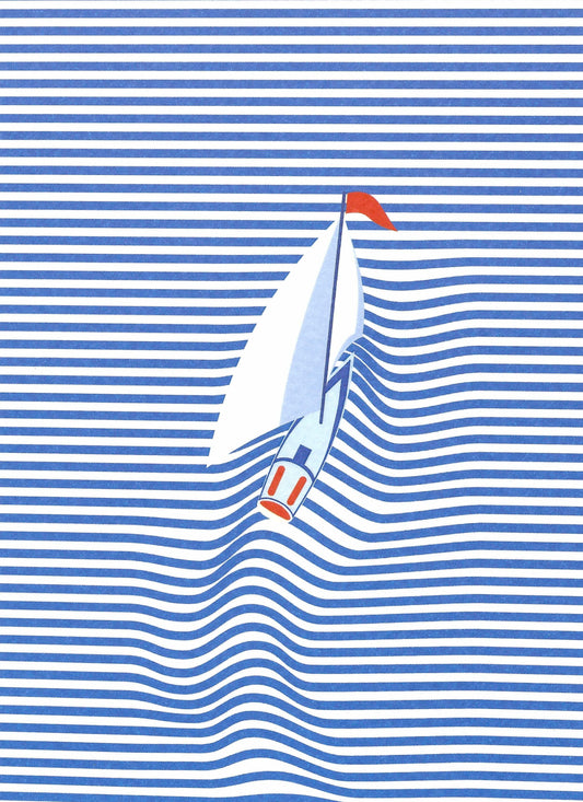 Skowronski and Koch - Sailboat - Sailboat from Above - Postcard