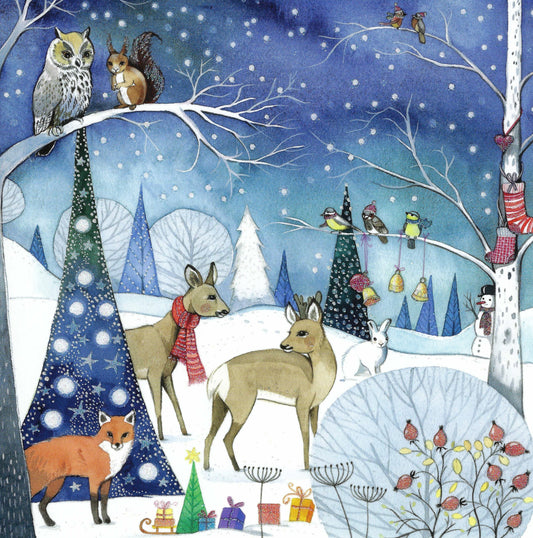 Taurus Cards - Kristiana Heinemann - Animals in the Christmas forest - Postcard