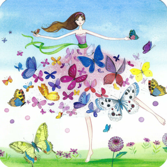 Taurus Cards - Kristiana Heinemann - Woman with Butterflies - Postcard with glitter details