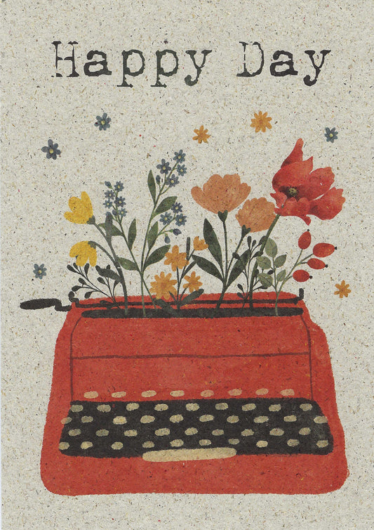 Taurus Kunstkarten GmbH - Happy Day - Typewriter and Flowers - Postcard