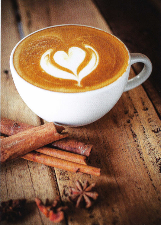 Coffee Postcard - I Love Coffee - Cappuccino with Heart and Spices by Taurus Kunstkarten