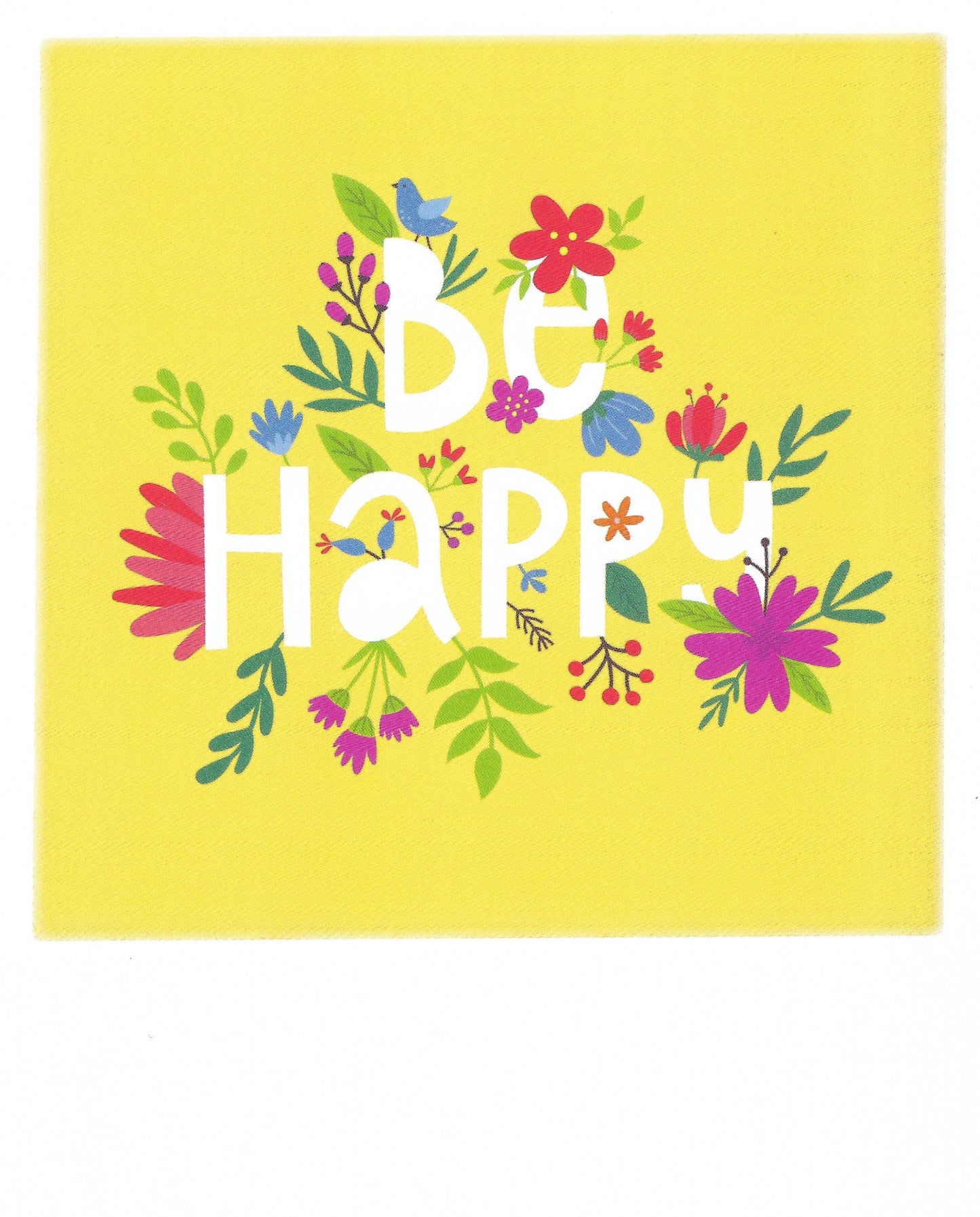 Pola Card - Be Happy - Flowers - Polaroid Photo postcard