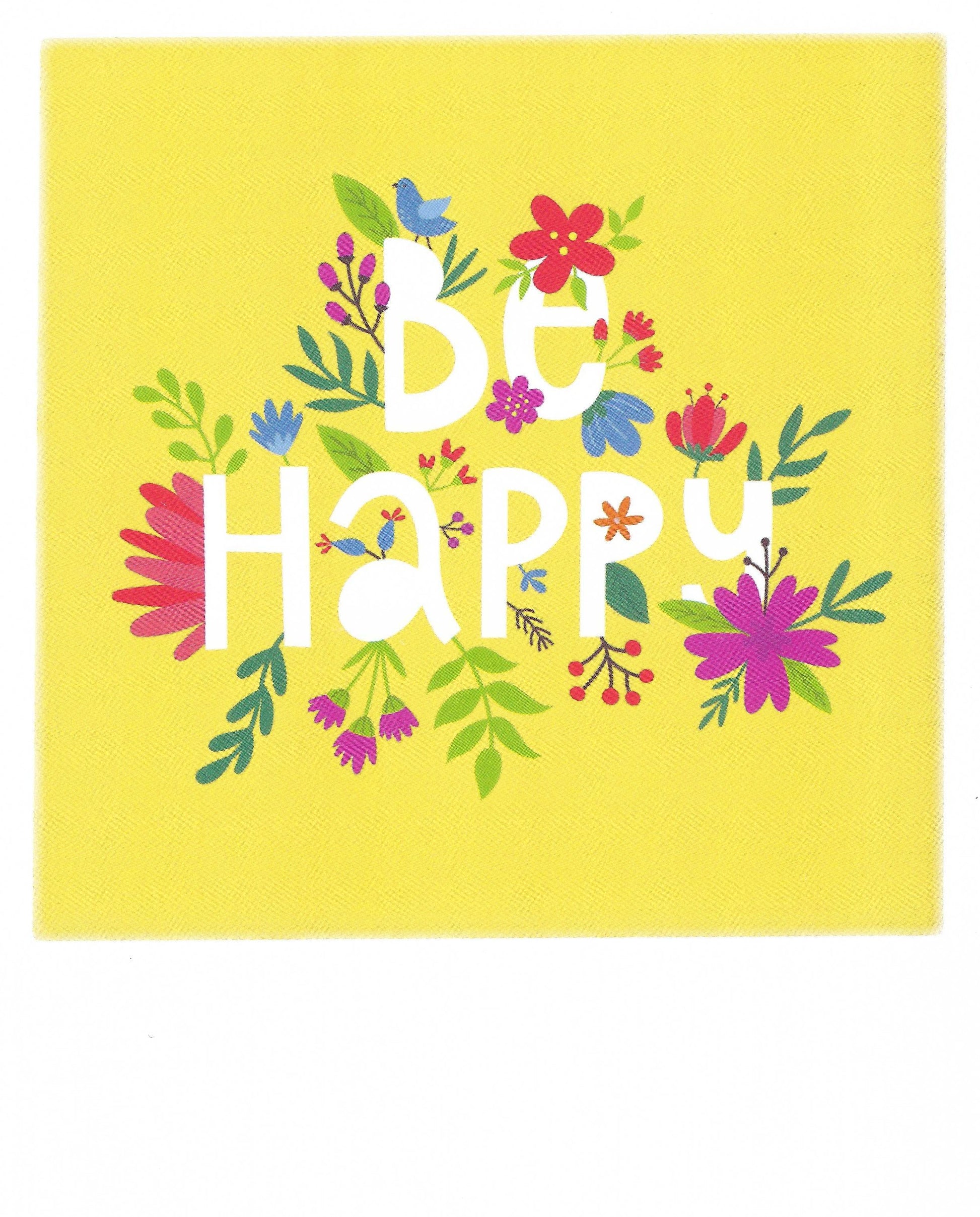 Pola Card - Be Happy - Flowers - Polaroid Photo postcard
