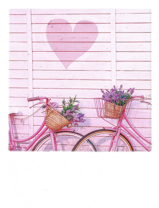 Pola Card - Bicycles - Flowers - Heart - Pink - Postcard